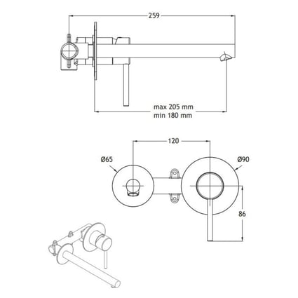 Μπαταρία Νιπτήρος Εντοιχισμού Tonda black matt 145904